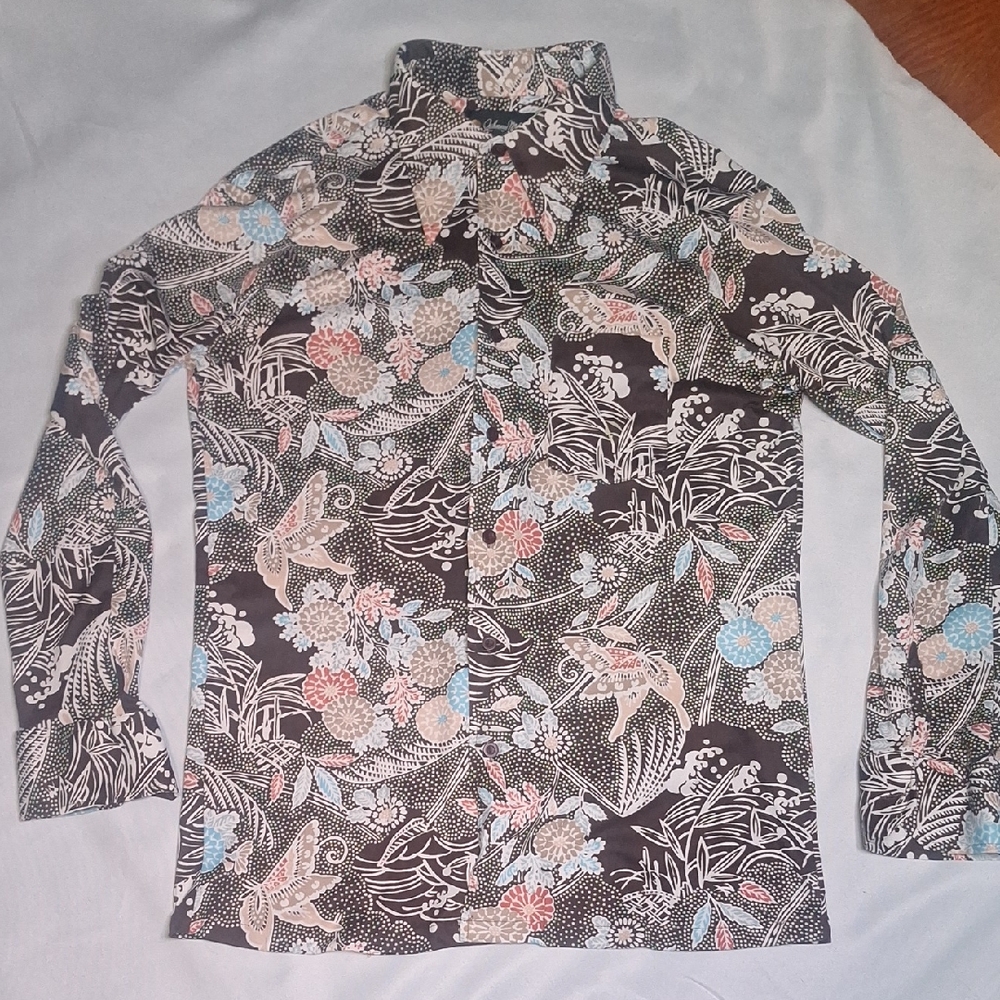 1970's Disco, Flamboyant "Extra" Men's Floral Casual Button Down Shirt
